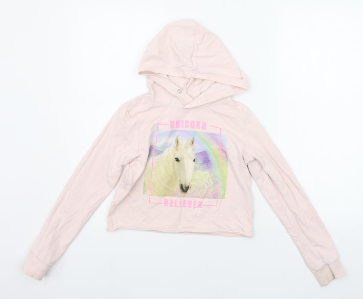 H&M Girls Pink Pullover Hoodie Size 11-12 Years