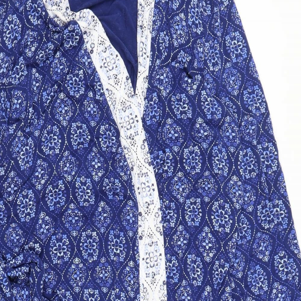 George Womens Blue Floral  Kaftan Robe Size 16
