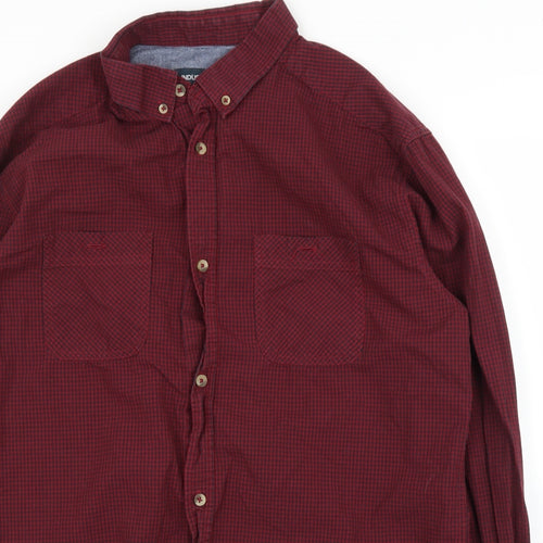 Industrialise Mens Purple Check   Button-Up Size XL