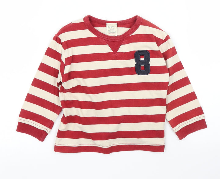 NEXT Girls Red Striped Basic T-Shirt Size 9-12 Months