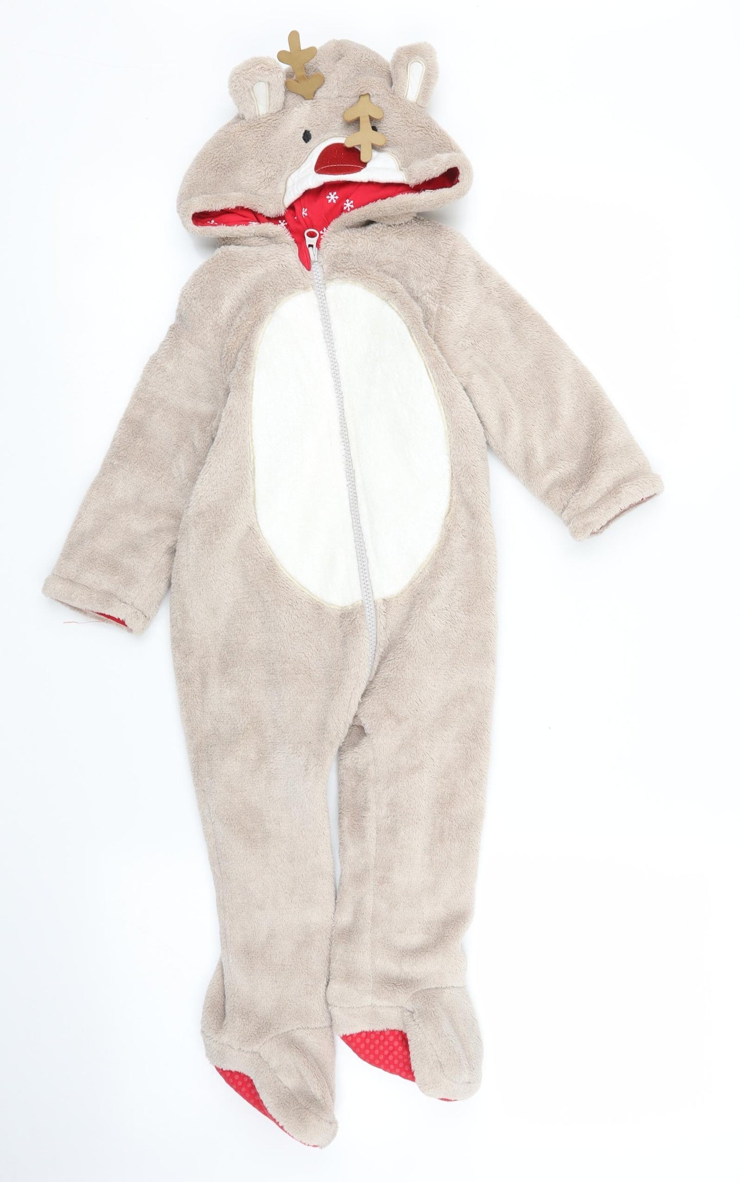 Nutmeg Baby Beige Solid  Capri One Piece Size 18-24 Months  - Reindeer