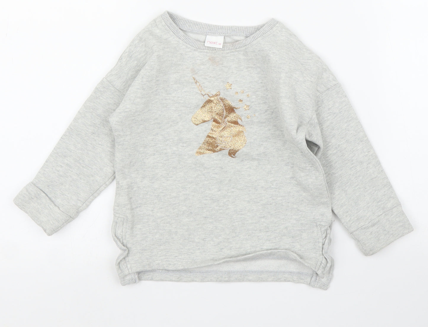 NEXT Girls Grey   Pullover Jumper Size 2-3 Years  - Unicorn