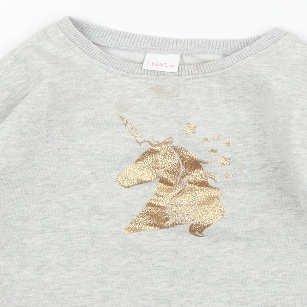 NEXT Girls Grey   Pullover Jumper Size 2-3 Years  - Unicorn