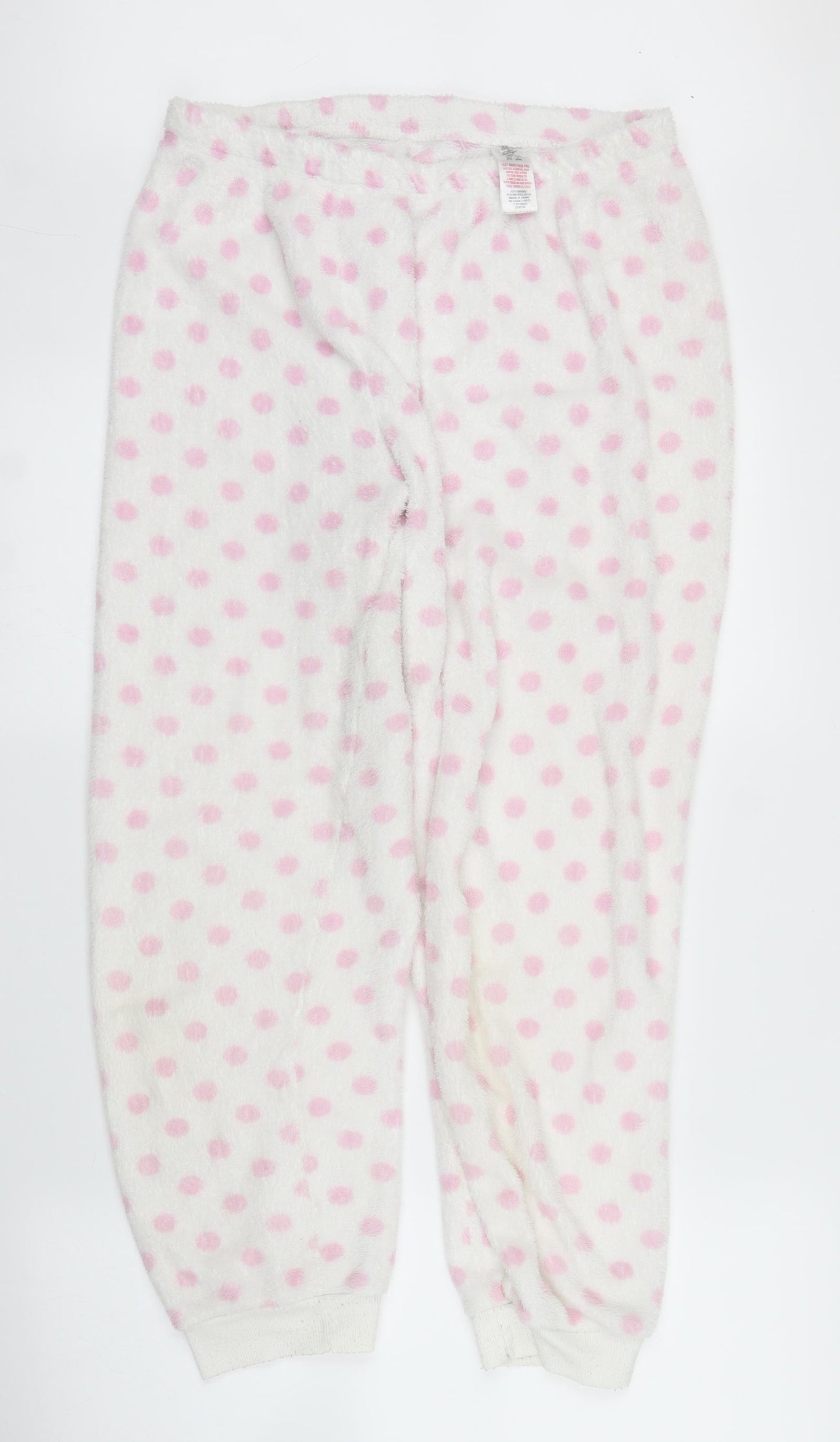 Primark Womens White Polka Dot  Capri Pyjama Set Size 12  - Lilo & Stitch