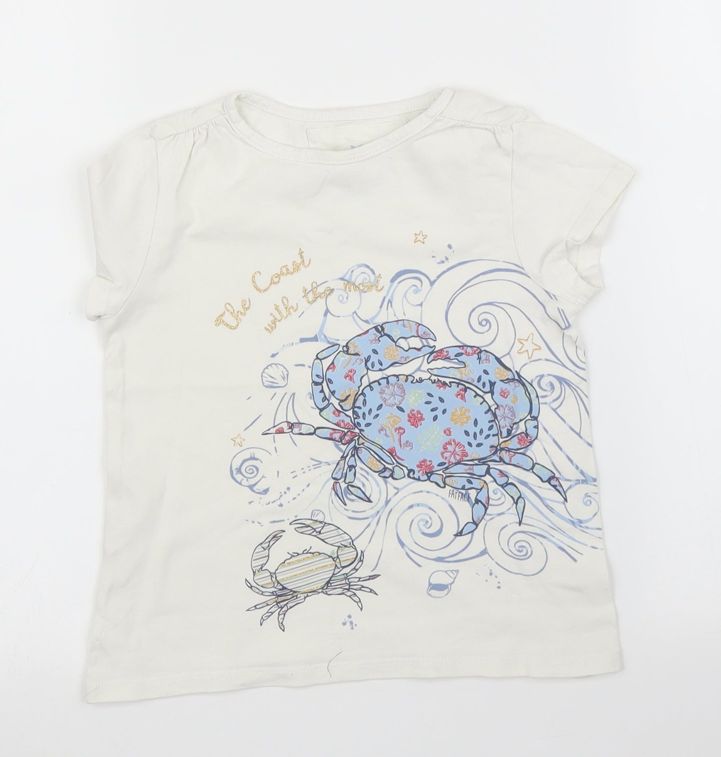 Fat Face Girls White   Basic T-Shirt Size 2-3 Years