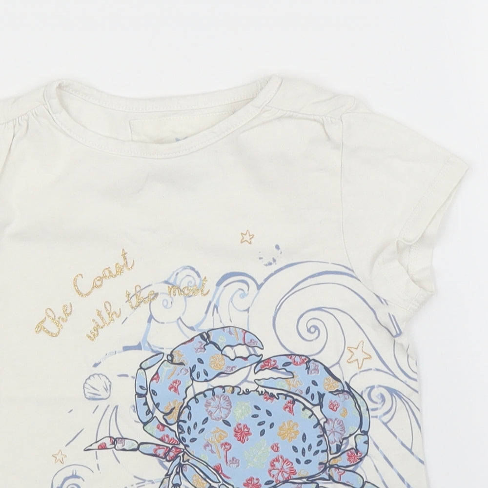 Fat Face Girls White   Basic T-Shirt Size 2-3 Years