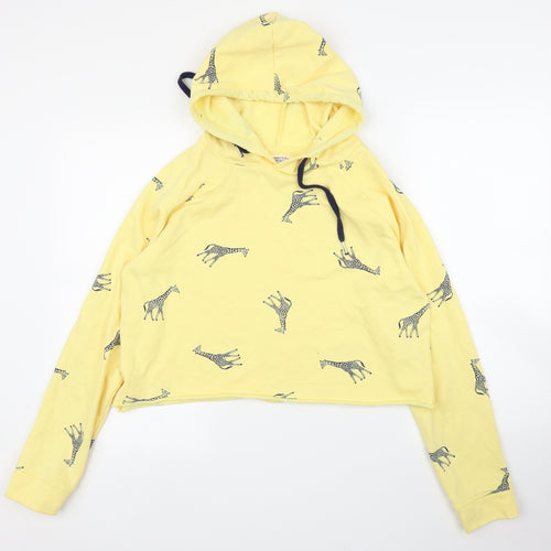 Messy Bun Womens Yellow   Pullover Hoodie Size M