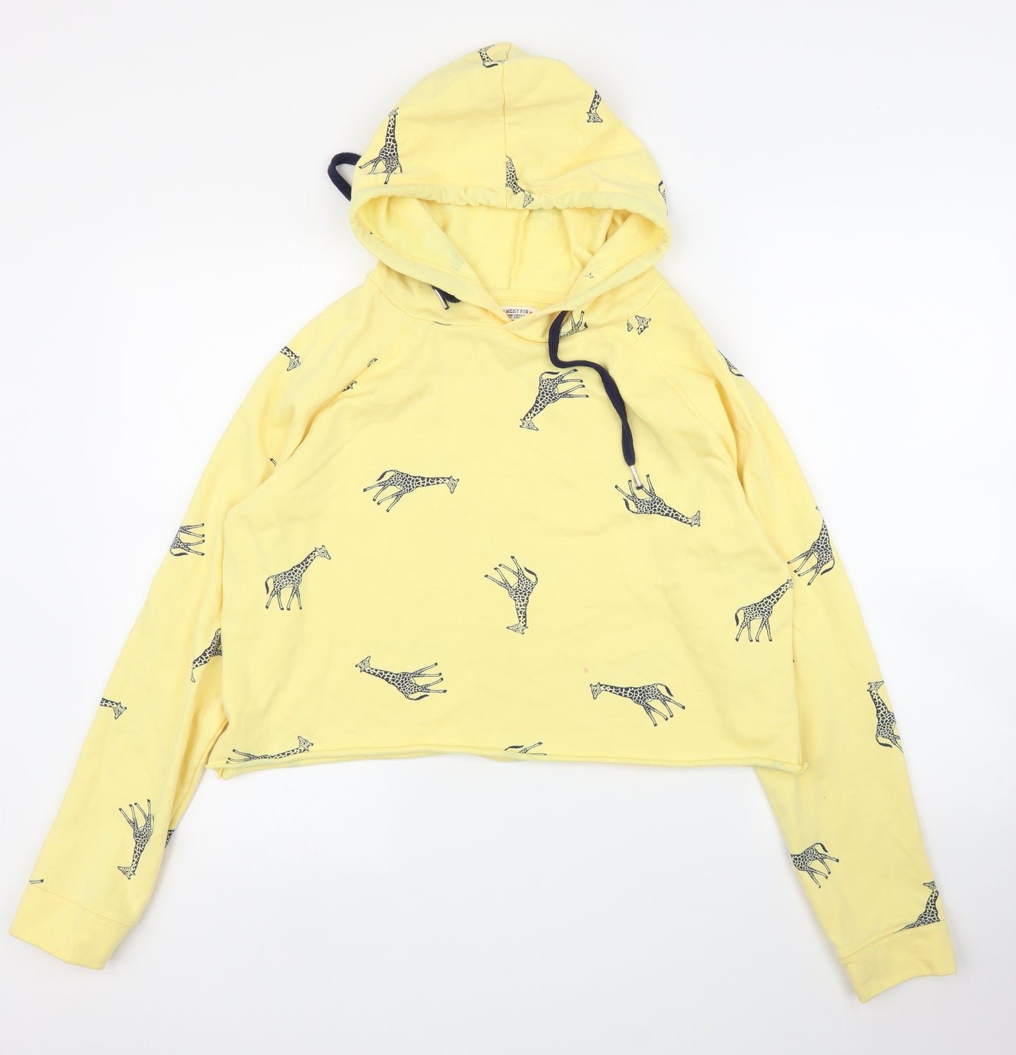 Messy Bun Womens Yellow   Pullover Hoodie Size M
