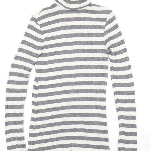 F&F Womens Grey Striped  Pullover Jumper Size 8