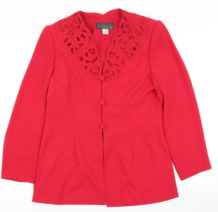 Gina Womens Red Jacket Size 12