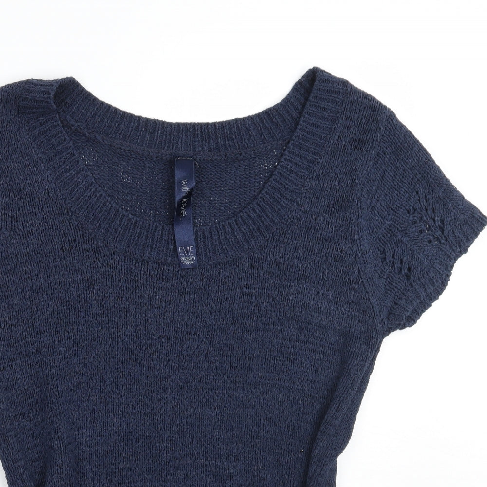 Evie Womens Blue   Basic T-Shirt Size 16