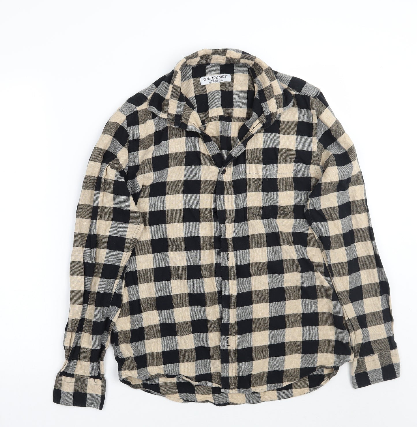 Cedar Wood State Mens Beige Check   Button-Up Size M