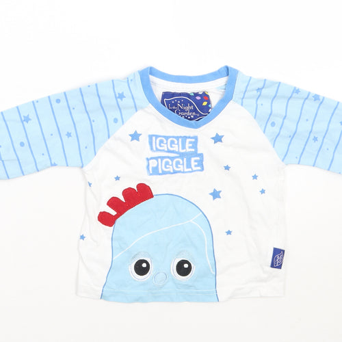 Int he night Baby Blue Striped  Basic T-Shirt Size 9-12 Months
