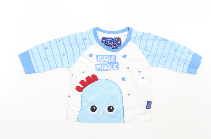 Int he night Baby Blue Striped  Basic T-Shirt Size 9-12 Months