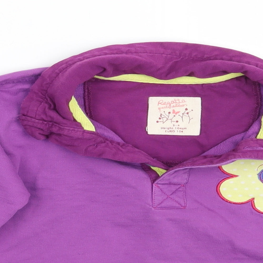 Regatta Girls Purple Floral  Basic Polo Size 3-4 Years