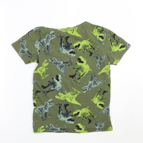PEP&CO Boys Green Animal Print  Basic T-Shirt Size 10-11 Years