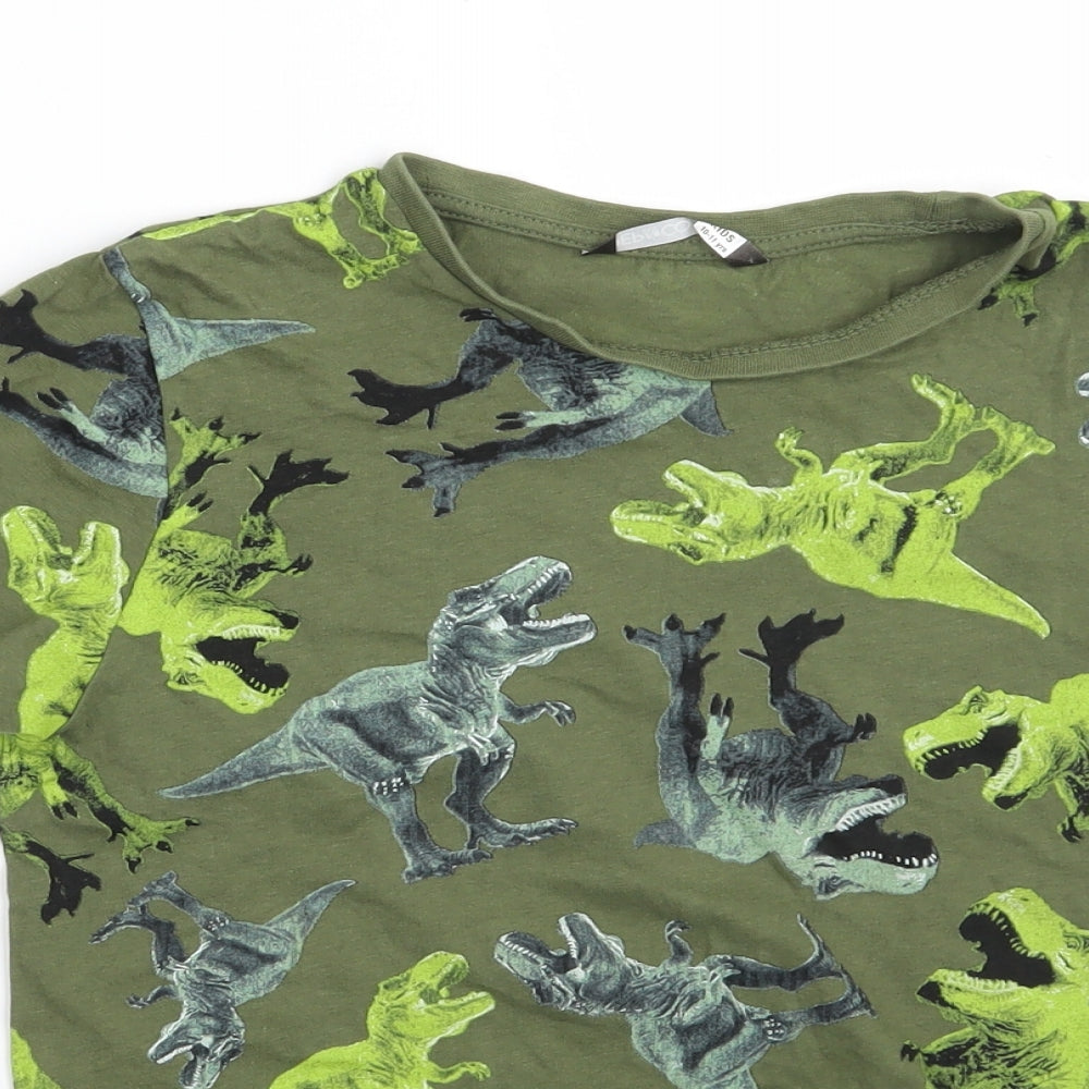 PEP&CO Boys Green Animal Print  Basic T-Shirt Size 10-11 Years