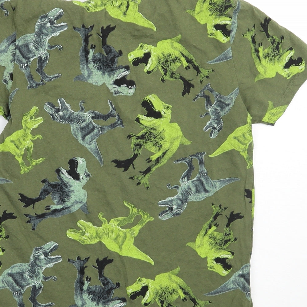 PEP&CO Boys Green Animal Print  Basic T-Shirt Size 10-11 Years