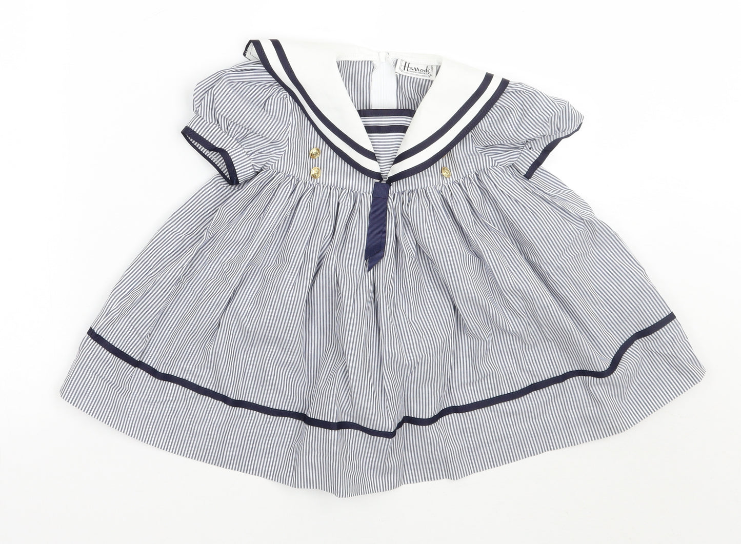 Harrods Girls White Striped  A-Line  Size 9-12 Months