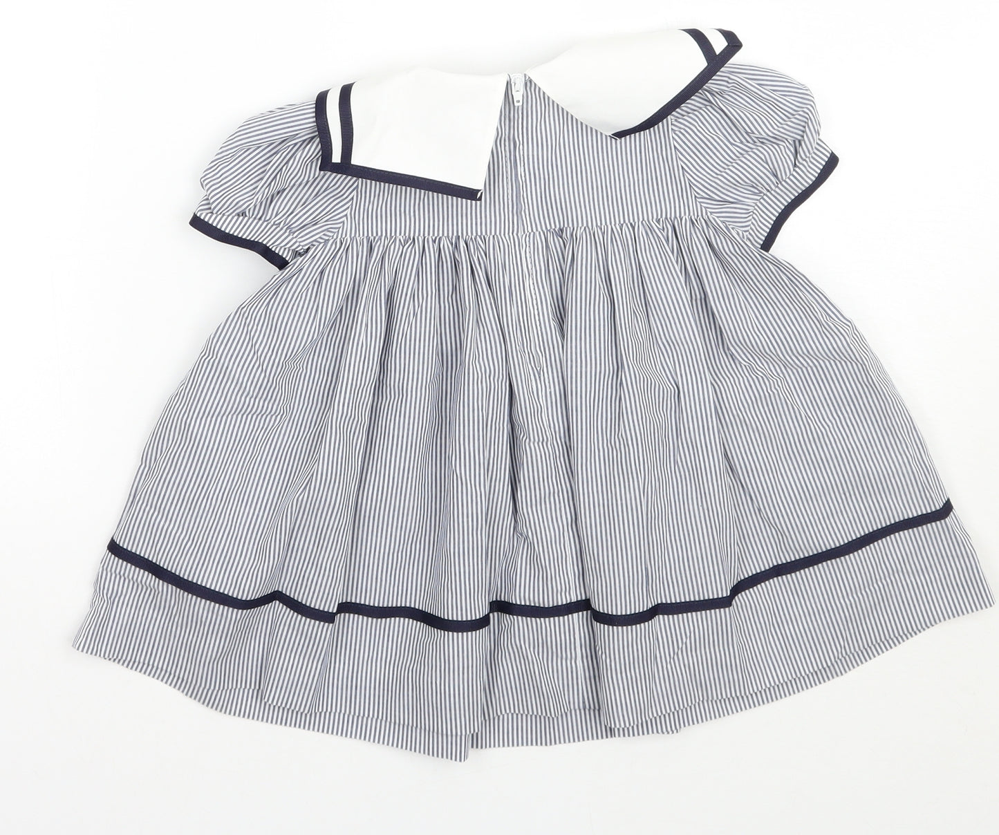 Harrods Girls White Striped  A-Line  Size 9-12 Months