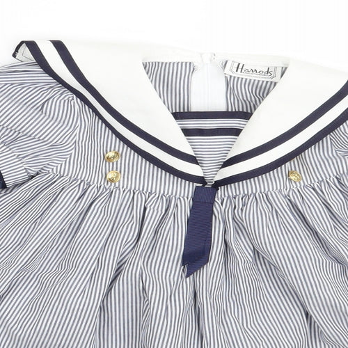 Harrods Girls White Striped  A-Line  Size 9-12 Months