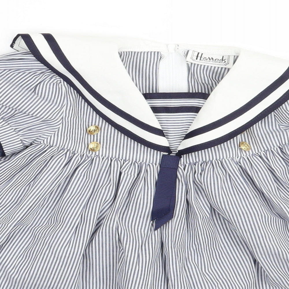 Harrods Girls White Striped  A-Line  Size 9-12 Months