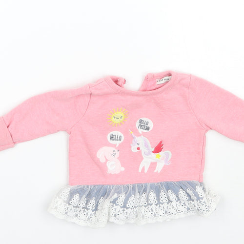 Crafted Girls Pink   Pullover Jumper Size 3-6 Months