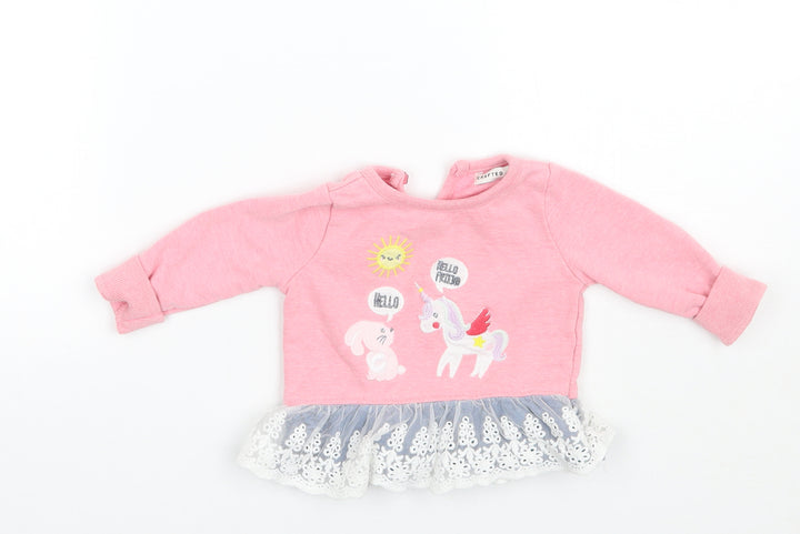 Crafted Girls Pink Pullover Jumper Size 3-6 Months