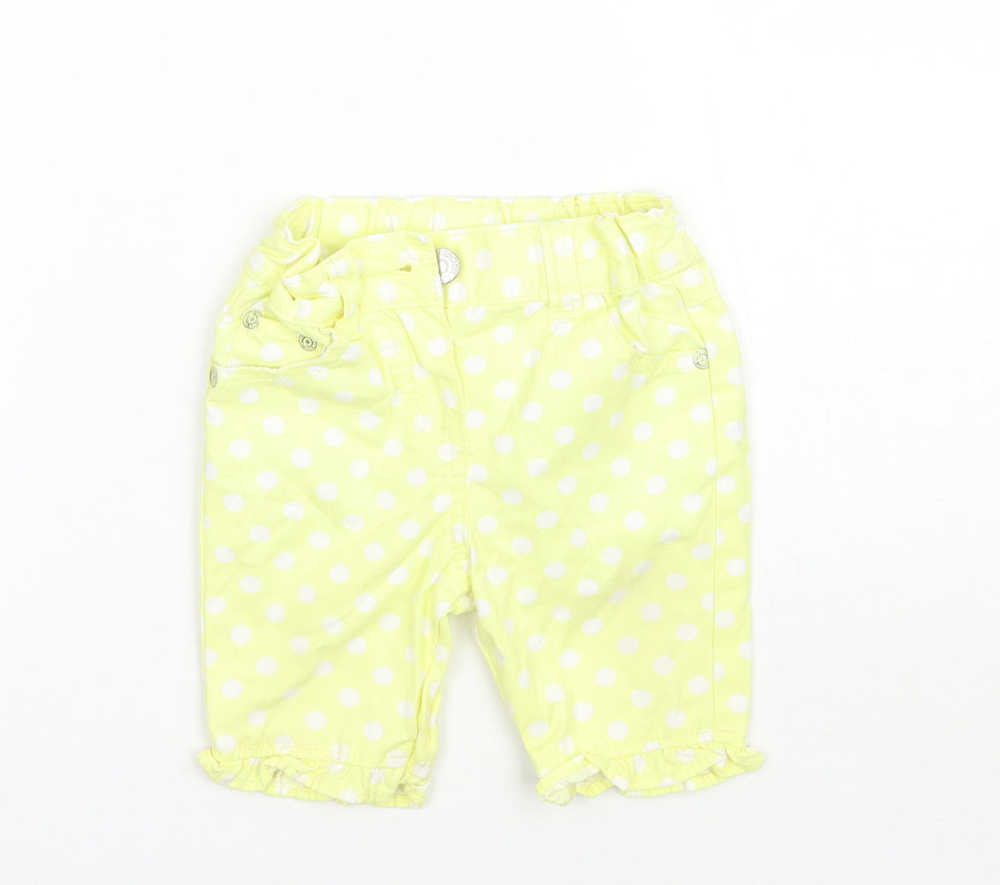 Cherokee Girls Yellow Polka Dot  Cropped Jeans Size 9-12 Months
