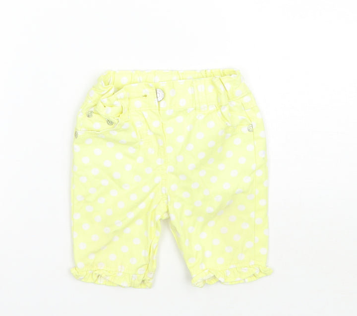 Cherokee Girls Yellow Polka Dot  Cropped Jeans Size 9-12 Months