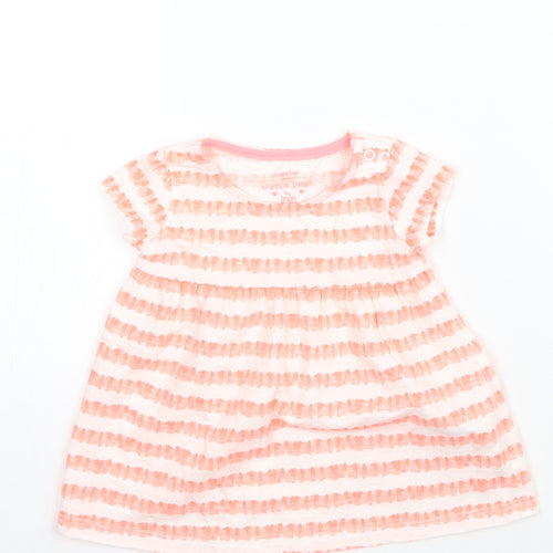 F&F Girls White Striped  Basic Blouse Size 3-6 Months