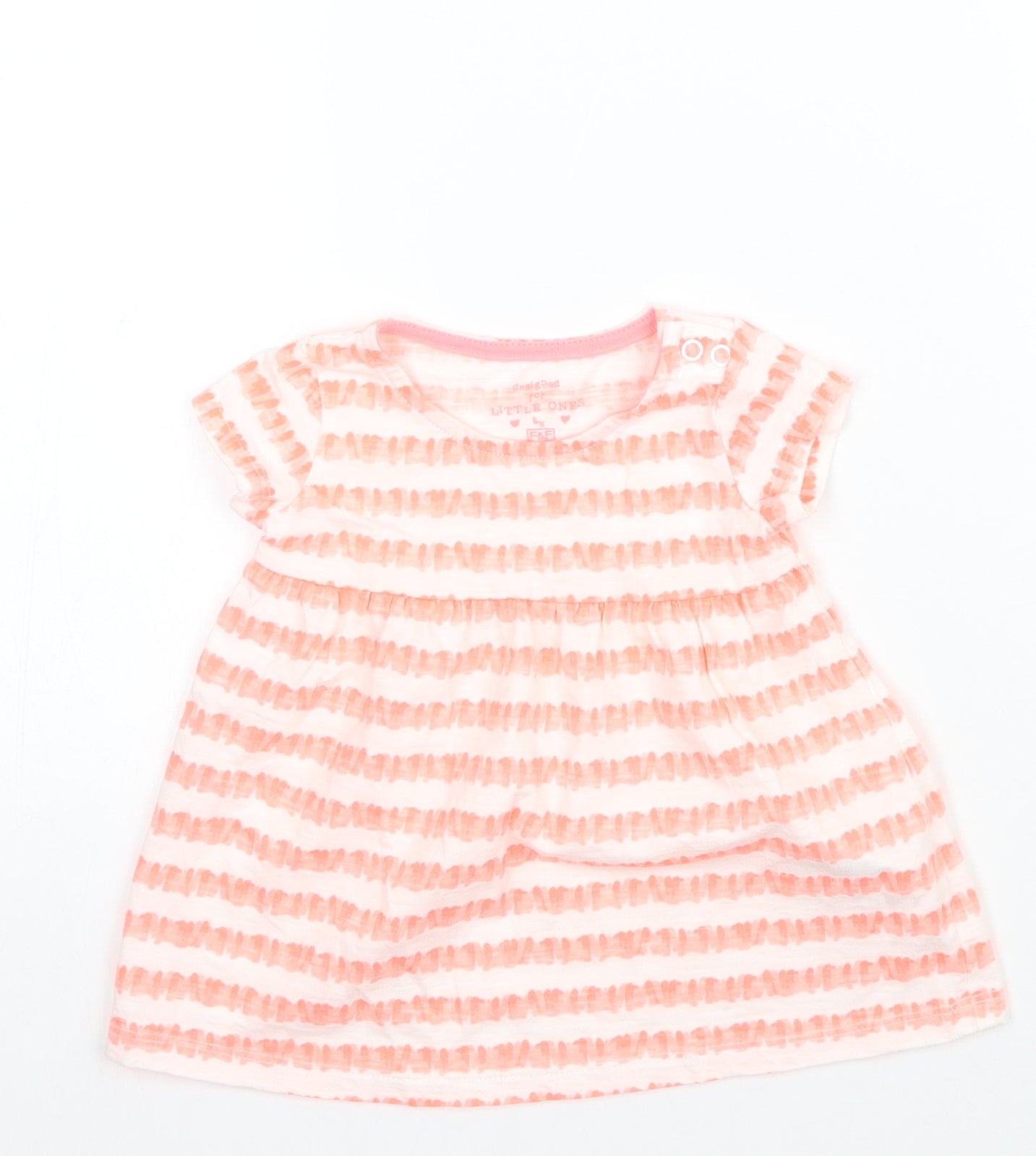 F&F Girls White Striped  Basic Blouse Size 3-6 Months
