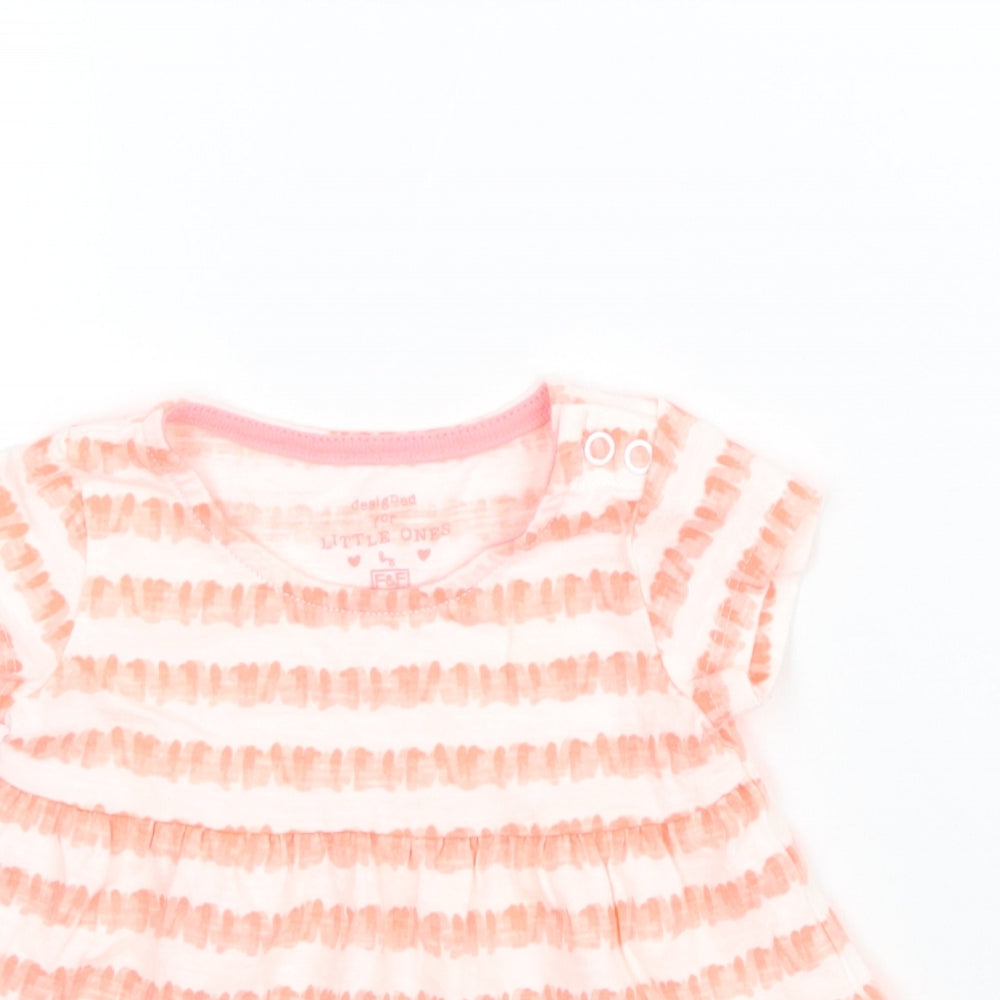 F&F Girls White Striped  Basic Blouse Size 3-6 Months