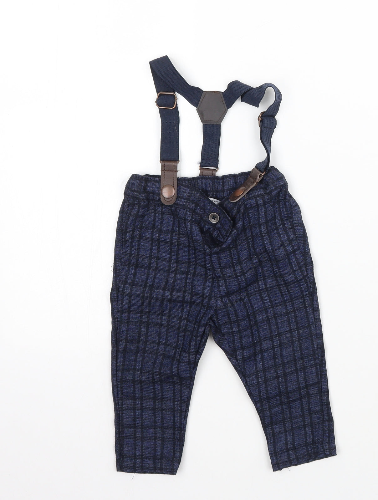 Primark Boys Blue Check  Capri Trousers Size 6-9 Months