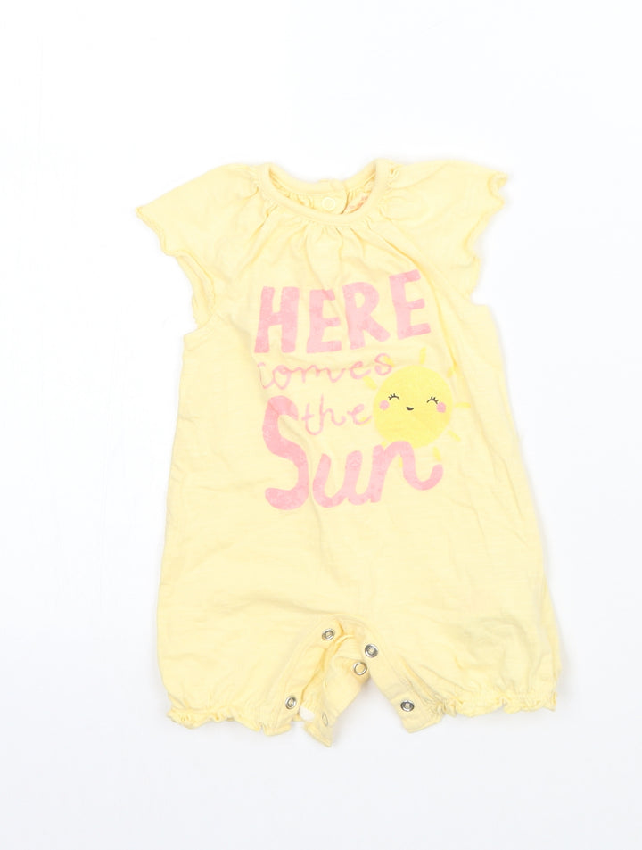 F&F Girls Yellow   Babygrow One-Piece Size 0-3 Months