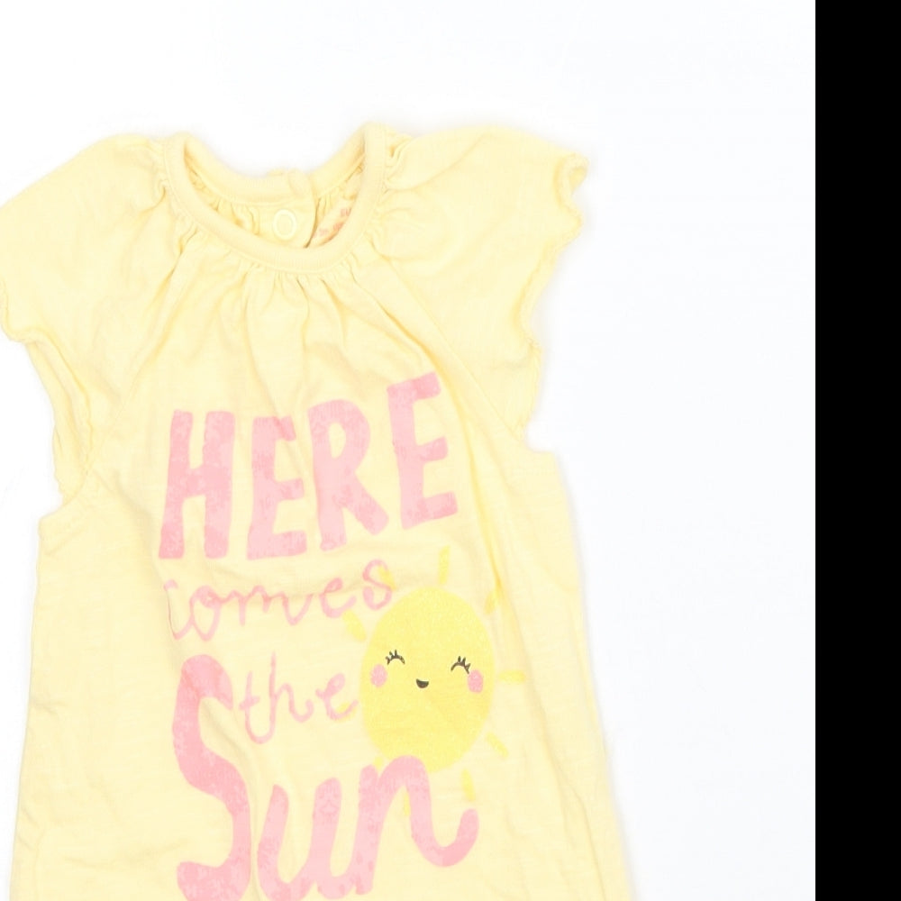 F&F Girls Yellow   Babygrow One-Piece Size 0-3 Months
