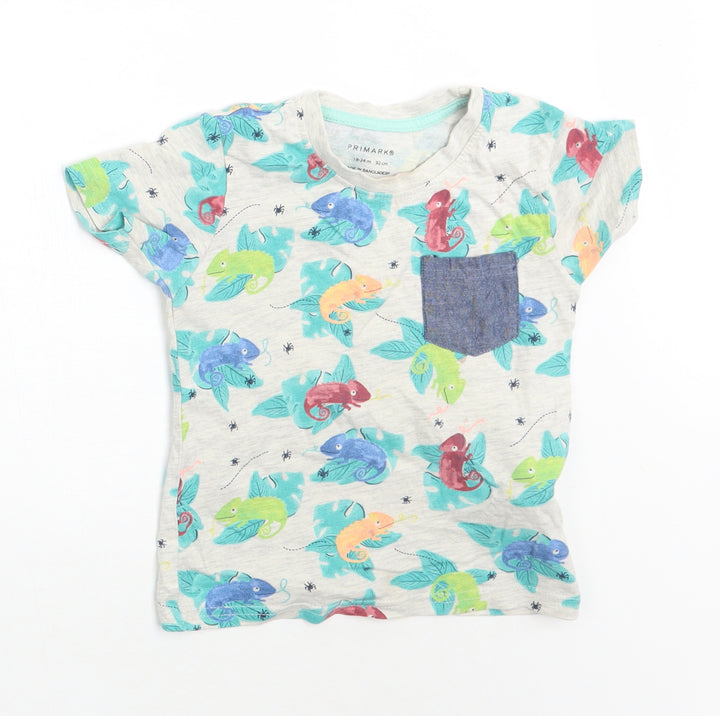 Primark Baby Grey Animal Print  Basic T-Shirt Size 18-24 Months