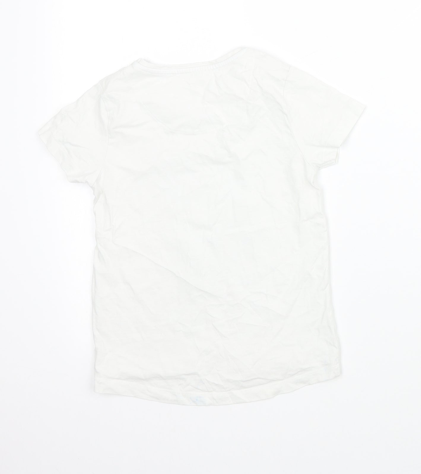 TU Girls White Animal Print  Basic T-Shirt Size 7-8 Years