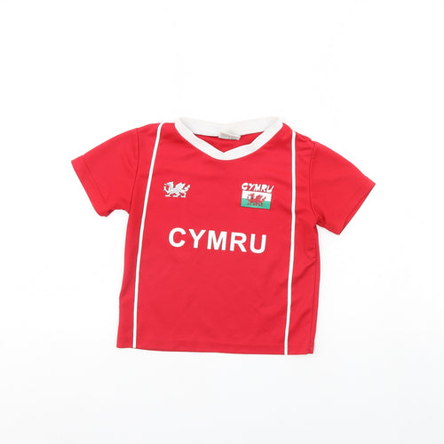 manav Boys Red   Basic T-Shirt Size 5 Years  - Wales/ personalised Reuben