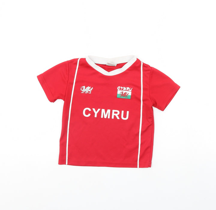 manav Boys Red Basic T-Shirt Size 5 Years - Wales/ personalised Reuben