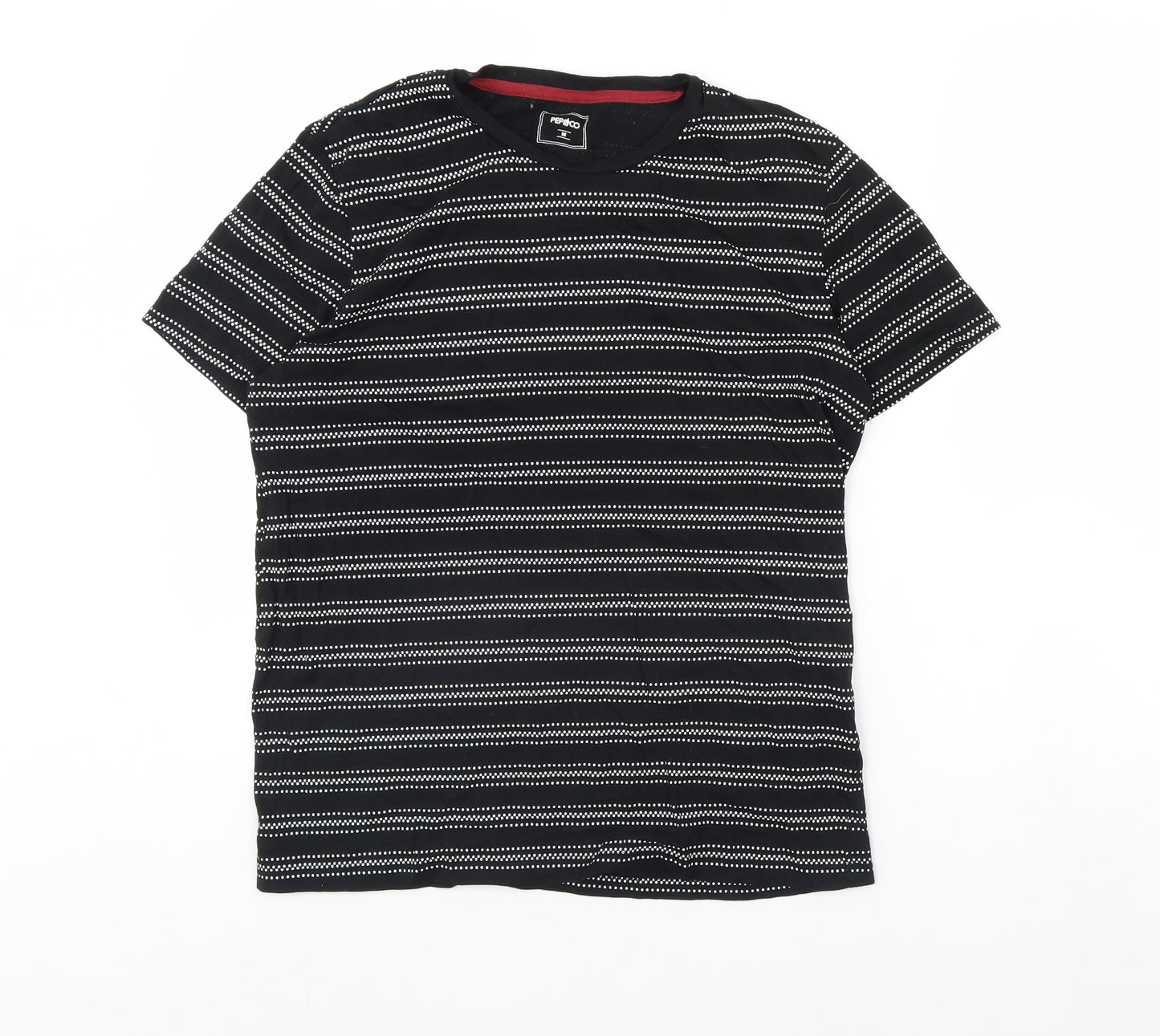 PEP&co Mens Black Polka Dot   T-Shirt Size M