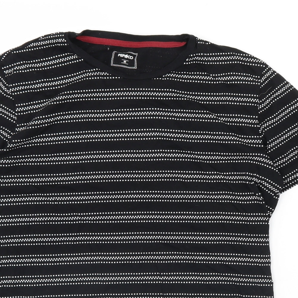 PEP&co Mens Black Polka Dot   T-Shirt Size M