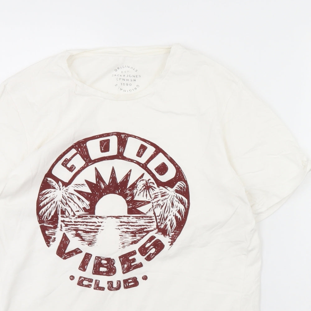 JACK & JONES Mens White    T-Shirt Size S