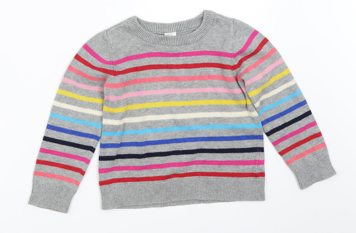 Gap Girls Grey Striped  Pullover Jumper Size 5 Years