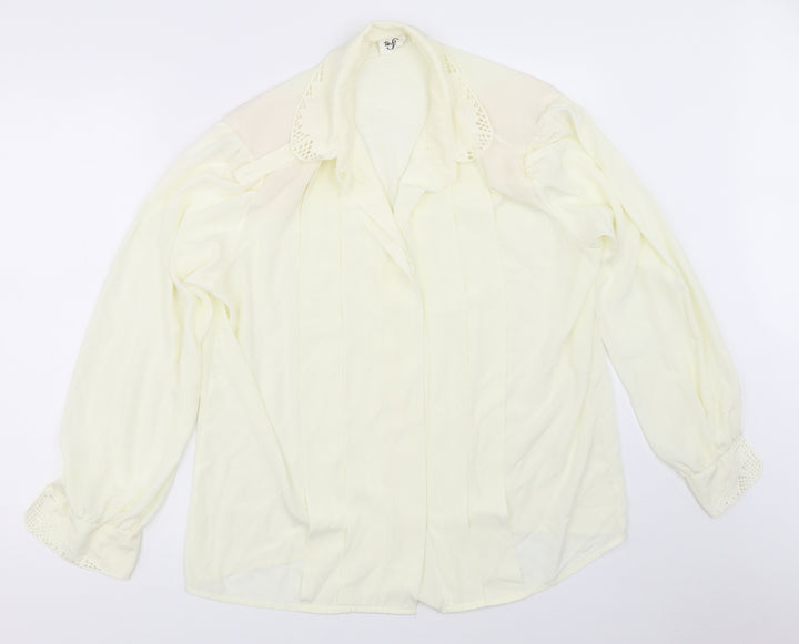 Preworn Womens Ivory Basic Button-Up Size 14