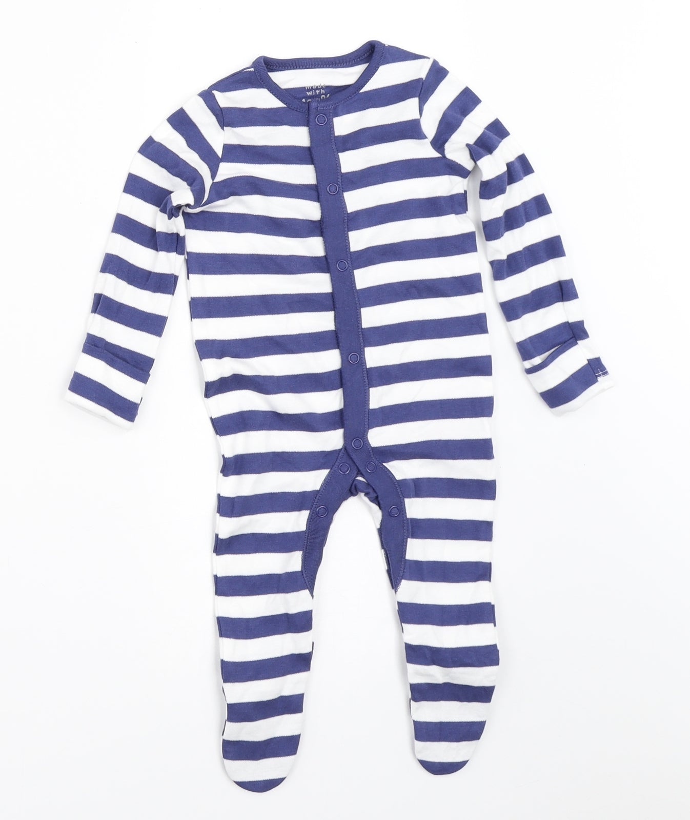 F&F Boys Blue Striped  Babygrow One-Piece Size 3-6 Months