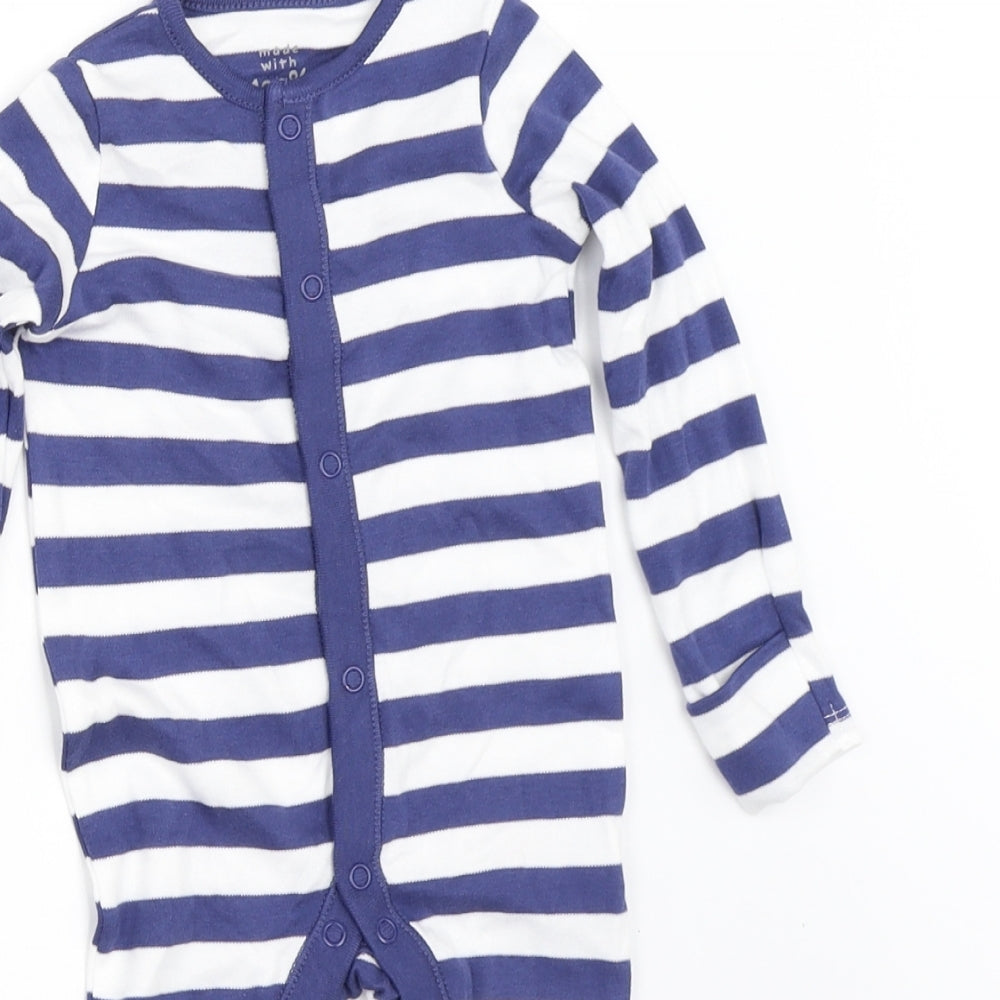 F&F Boys Blue Striped  Babygrow One-Piece Size 3-6 Months