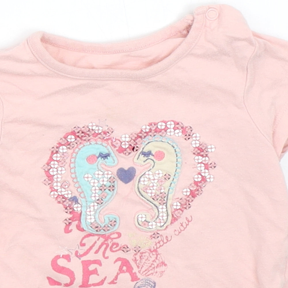 Mothercare Girls Pink   Basic T-Shirt Size 9-12 Months
