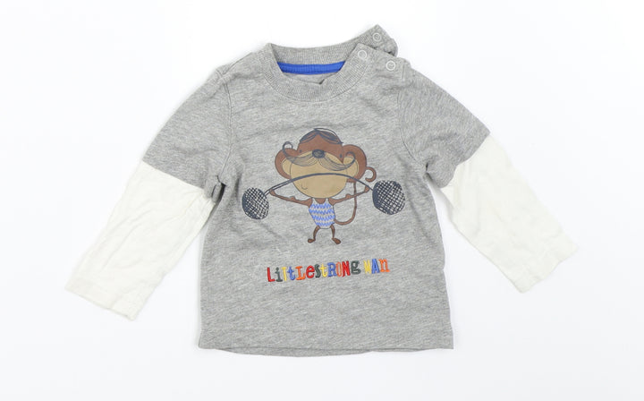 Mothercare Boys Grey Basic T-Shirt Size 6-9 Months