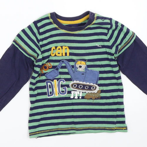 Matalan Boys Blue Striped  Basic T-Shirt Size 12-18 Months